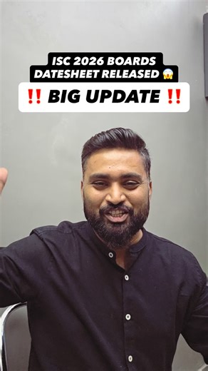 Shubham Jagdish on Instagram: "ISC 2026 BOARDS ‼️ DATESHEET RELEASED 😱📚 Lets Meet at 8PM in Youtube Live 🔋 For PERCENTAGE BOOSTER LAUNCH 🔥 #shubhamsambhallega #boards #class12 #isc"