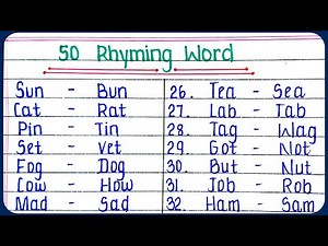 50 rhyming words in english for class 3 | 50 Rhyming Words in English | Rhyming words