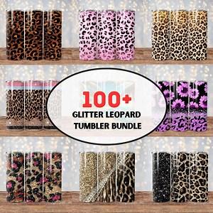100  Glitter Leopard Tumbler Wrap Bundle, Cheetah Print Tumbler, Sublimation Designs, Glitter 20oz Skinny Tumbler, Gold Glitter Leopard Png - Etsy