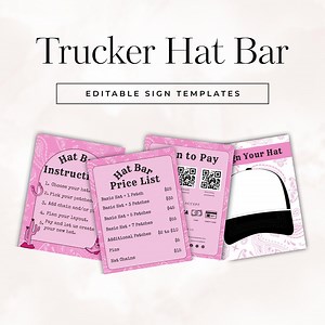 Trucker Hat Bar Sign Template: Price List, Instructions, Scan to Pay (editable Canva) - Etsy