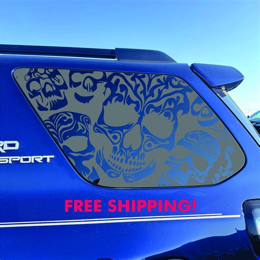 Toyota 4runner Window Decal - 2014-2024 - Matte Black Sticker - Skulls Design - Etsy