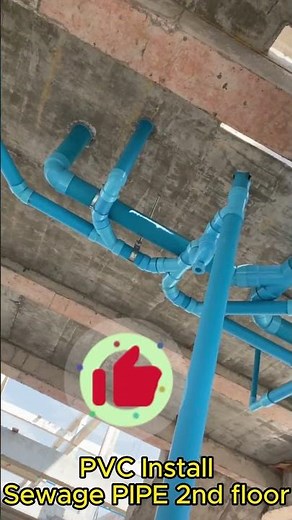 PVC Install Sewage PIPE 2nd floor #construction#contentcreator #plumbing #water #sewage #electrical