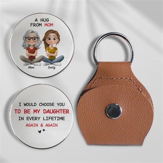 Personalized Pocket Hug Coin From Mom to Daughter, Custom Name Keepsake Keychain Gift - Etsy