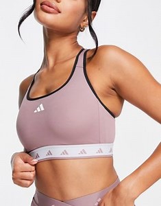 adidas Training – Techfit – Sport-BH im Blockfarbendesign in Burgunderrot, Schwarz und Blau mit mittlerer Stützfunktion | ASOS