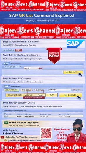 SAP GR (Goods Receipt)List Command Explained| MB51 | Step-by-Step Guide lSAP MM Materials Management