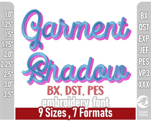 Garment Shadow Monoline Embroidery Font | Multicolor Script Font | Machine Embroidery Alphabet | PES, BX, DST - Etsy