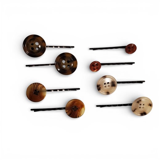 Button Hair Pins - Brown Tan Red - Indie Vanguard Tailored Grunge Whimsigoth Alternative Fashion Aesthetic Hair Accessory - Etsy