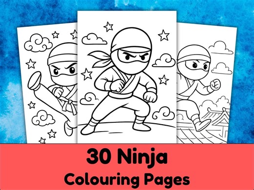 30 Ninja Colouring Pages for Kids | Action Scenes, Bold Outlines (digital Download) - Etsy
