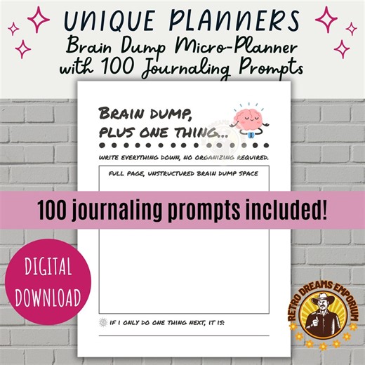 Brain Dump Journal Printable | ADHD Overwhelm Planner   100 Journaling Prompts | Executive Dysfunction Support | Minimalist PDF - Etsy