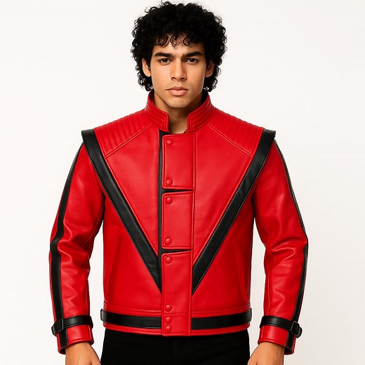 Red Leather Michael Jackson Thriller Jacket: 80s Retro Costume - Etsy