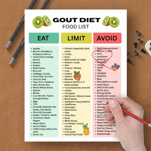 Gout Diet Food List Printable, Gout Diet Food Chart, Low Purine Foods for Gout & Uric Acid Levels, Gout-friendly Grocery List PDF - Etsy