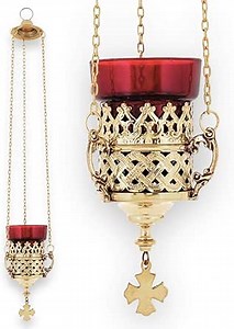 Hanging Orthodox Vigil Oil Lamp - Home Altar or Church Use