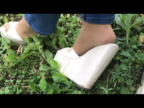 My old white wedge mules with high heels