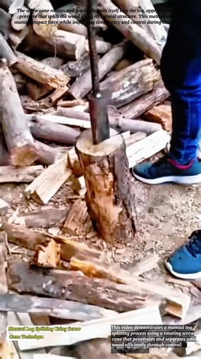 Manual Log Splitting Using Screw Cone Technique