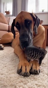 Huge Great Dane Loves a Tiny Kitten 🐶❤️🐱 (Too Cute!)