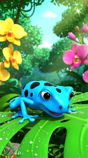 Super Cute Blue Frog Jump! 🐸✨ Cartoon