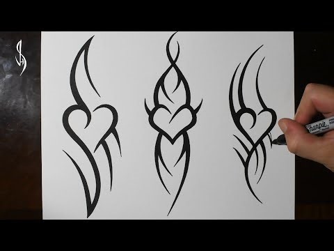 How to Draw Tribal Heart Tattoo Designs