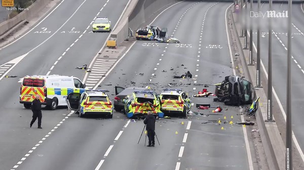 Four police cars wrecked after devastating crash on A1