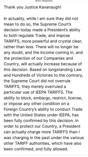 Huge win for President Trump. Supreme Court expanded the use of tariffs. #tariffs #tariff