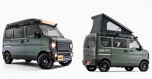unveiled at 2023 tokyo auto salon, damd's kit converts suzuki minivan into defender-style camper