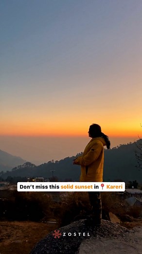 Zostel on Instagram: "#Kareri is serving some major sunset goals.✨ A less-explored, peaceful little village in Himachal, Kareri overlooks the Dhauladhar mountain range ⛰️on one side and Naddi Hills on the other. Located approx. 30 km from Dharamshala, you can take a local bus or cab 🚗till Ghera village or a direct cab till Kareri. 💰Cab Fare: INR 1500-2000 (From Dharamshala to Kareri) Due to its high-altitude location, the village is shrouded with fog and clouds☁️, creating a view that will be 