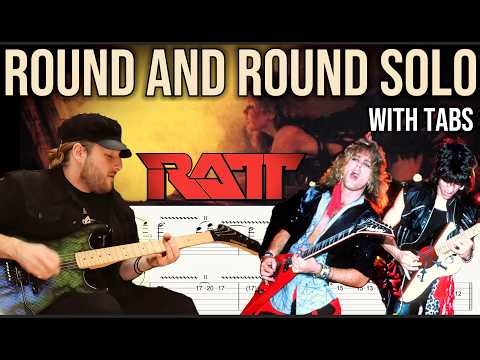 ROUND AND ROUND GUITAR SOLO LESSON - RATT (WITH TABS)