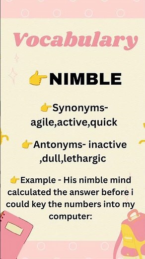 📚 NIMBLE Meaning | Synonyms, Antonyms & Example Sentence | English Vocabulary #Shorts