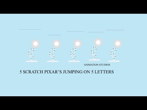 5 scratch luxo lamps jumping on pixar letters