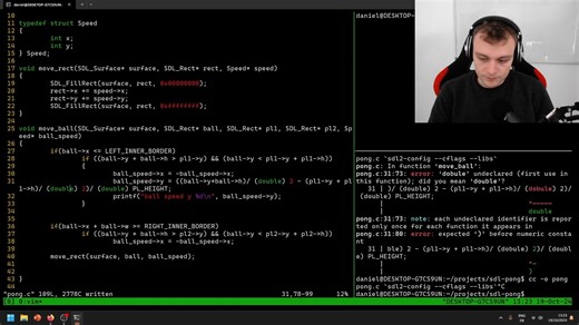 Coding Pong in C from Scratch Collision Detection and Ball Movement-3