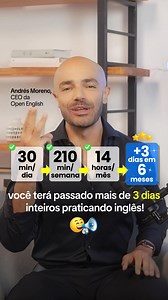 Sua rotina é corrida? 😰 Sem problema! Na Open English você tem o curso de inglês online mais flexível do mercado: ✅ Aulas ao vivo ilimitadas, 24h por dia, começando a cada 30 minutos, sem precisar agendar. ✅ Professores nativos que focam na conversação desde o primeiro dia. ✅ Jenny, sua tutora de inteligência artificial, disponível 24/7 para praticar com você. ✅ Inglês profissional em diferentes reas para impulsionar sua carreira. 🚀 Aproveite agora a Oferta Especial e aprenda inglês no seu rit