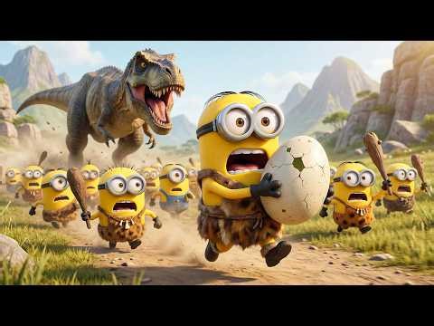 The Prehistoric Chase: Can a Caveman Minion Outrun a Hungry T-Rex? 🦖 | Funny Minions Cartoon