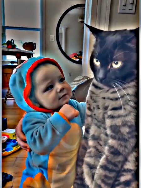 Sounds very serious, right? #littlebaby #meowtalk #funny #babytalk #babyandcats