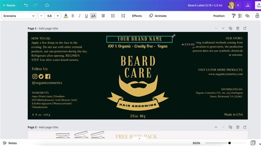 Customizable Beard Oil & Skincare Product Label Templates - DIY Digital Download for Bottles - Etsy