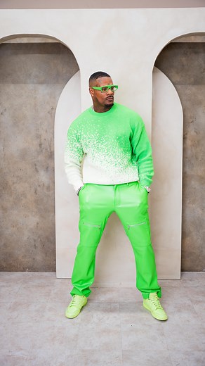 Do you gang bang? 😂@NovaMen by @FashionNova ❌ Two Tone Crewneck Sweater - Green/Combo ❌ Brenner Faux Leather Stacked Slim Flare Pants - Green ❌ Sunset Square Sunglasses - Green | Jason Luv