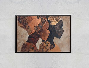 African Women Portrait Canvas Print, Textured Earth Tone Art, Cultural Wall Decor - Etsy