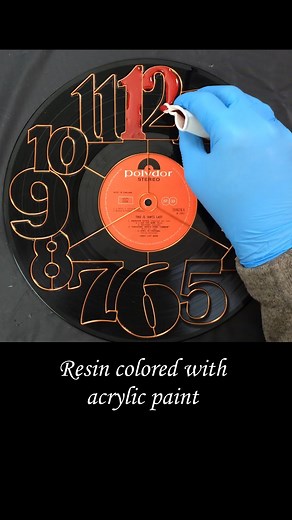 104K views · 2.1K reactions | Brightly colored resin art clock using a template and an LP found in a charity shop. #resinart #clockart #resin | Pour Away Fluid Arts | Facebook