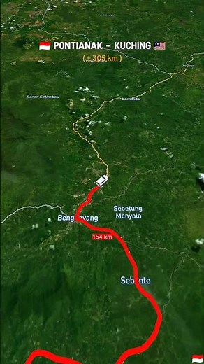 Rute 🇮🇩 PONTIANAK - KUCHING 🇲🇾 #map #travel #travelmap #tourmap #indonesiamalaysia