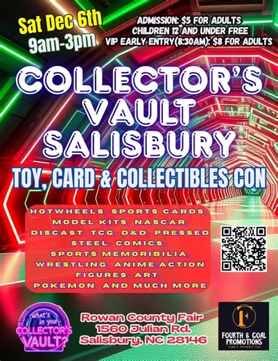 Collector’s Vault Salisbury is right around the corner!! What will you add to your Collector’s Vault??#toyshow #collectibles #cosplay #collectorsvault #toys #starwars #wrestling | Fourth and Goal Promotions