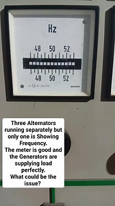 Three Alternators running separately. But two Alternators are not showing my sign of frequency on the meter. The meter is working fine and the Alternators are supplying load. What could be the problem? #ElectricalEngineering #ALTERNATORS #IndustrialElectrician s | Industrial Electrician
