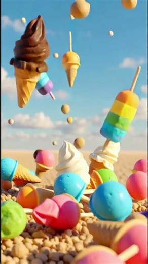 “Ice Cream Rain! 🍦 Colorful Ice Creams Falling From the Sky 😱 | Satisfying Shorts”
