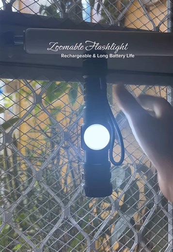 Be ready anytime! This rechargeable zoom flashlight is perfect for brownouts, camping, outdoor trips, and emergencies. Compact, powerful, and long-lasting battery life. #flashlight #emergencylight #campinglight #longbatterylife #zoomableflashlight
