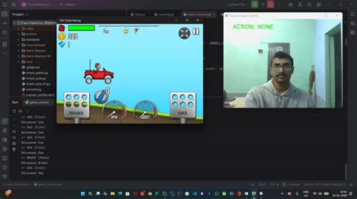 Gourab Gorai on Instagram: "𝐑𝐞𝐚𝐥-𝐭𝐢𝐦𝐞 𝐆𝐚𝐦𝐞 𝐂𝐨𝐧𝐭𝐫𝐨𝐥 𝐮𝐬𝐢𝐧𝐠 𝐂𝐨𝐦𝐩𝐮𝐭𝐞𝐫 𝐕𝐢𝐬𝐢𝐨𝐧 & 𝐘𝐎𝐋𝐎 🤖🖐️ I’m pleased to share a milestone in my 𝑭𝒂𝒄𝒆 & 𝑮𝒆𝒔𝒕𝒖𝒓𝒆 𝑹𝒆𝒄𝒐𝒈𝒏𝒊𝒕𝒊𝒐𝒏 𝒑𝒓𝒐𝒋𝒆𝒄𝒕. beyond just detection, I wanted to apply the model in a 𝒑𝒓𝒂𝒄𝒕𝒊𝒄𝒂𝒍 (𝒂𝒏𝒅 𝒇𝒖𝒏) 𝒓𝒆𝒂𝒍-𝒕𝒊𝒎𝒆 𝒆𝒏𝒗𝒊𝒓𝒐𝒏𝒎𝒆𝒏𝒕. I built a controller interface that allows interaction with games without any physical input devices. Technical Implementation: Checkin