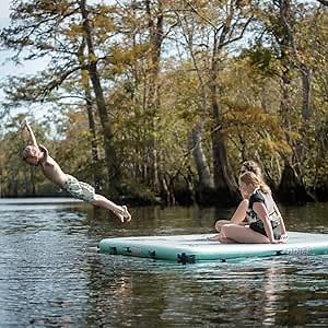 Drift Inflatable Lake Float | Floating Island - Dock - Raft for Pool & Beach, 8'x8'