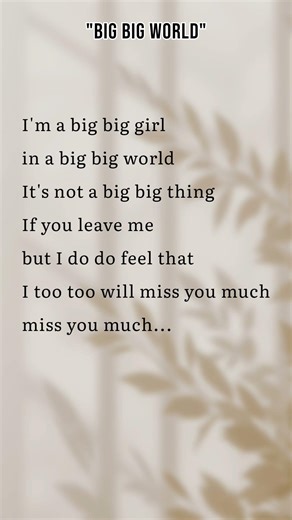 Big Big World - Emilia #shorts #lyrics #emilia