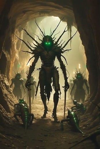 Mythic Alien Insectoid Beings exploring Cave #fantasy #scifi #mythology