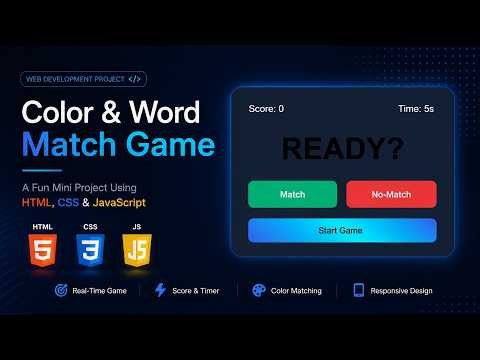Build a Color & Word Match Game 🎮 | HTML CSS JavaScript