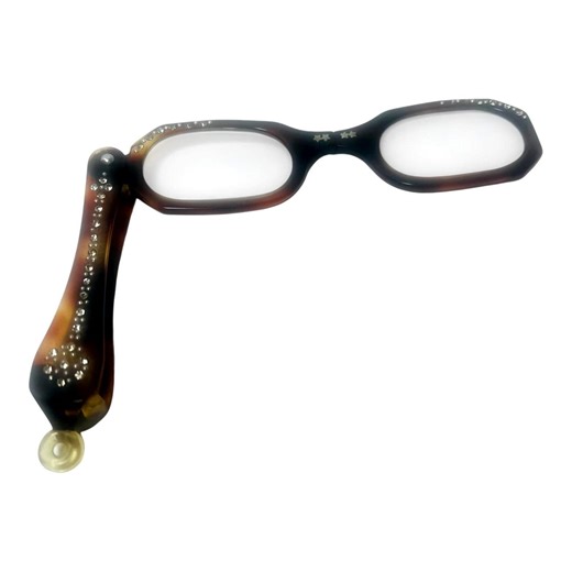MCM Folding Lorgnette Glasses | Tortoiseshell Rhinestone Embellished Lucite Readers With Case | Collectible Folding Glasses | MCM Eyewear - Etsy
