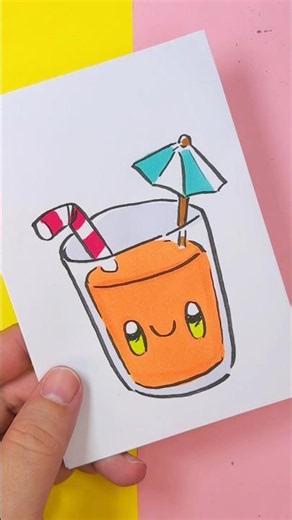 How to draw a kawaii orange juice step by step