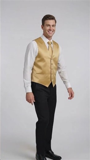 Men’s Gold Tuxedo Vest and Tie Set, Formal Wedding Waistcoat with Neck Tie