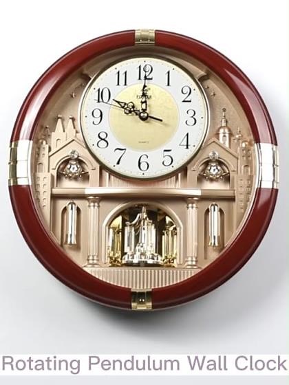 Musical Motion Wall Clock with Rotating Pendulum